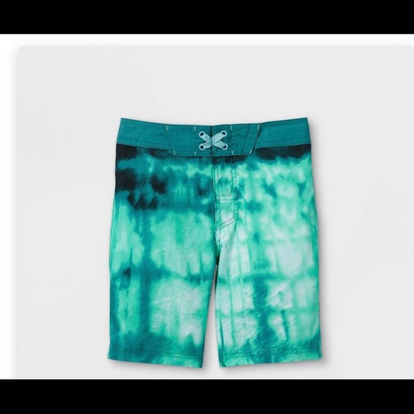 Art Class Green Tie-Die Swim Trunks - Picture 1 of 5